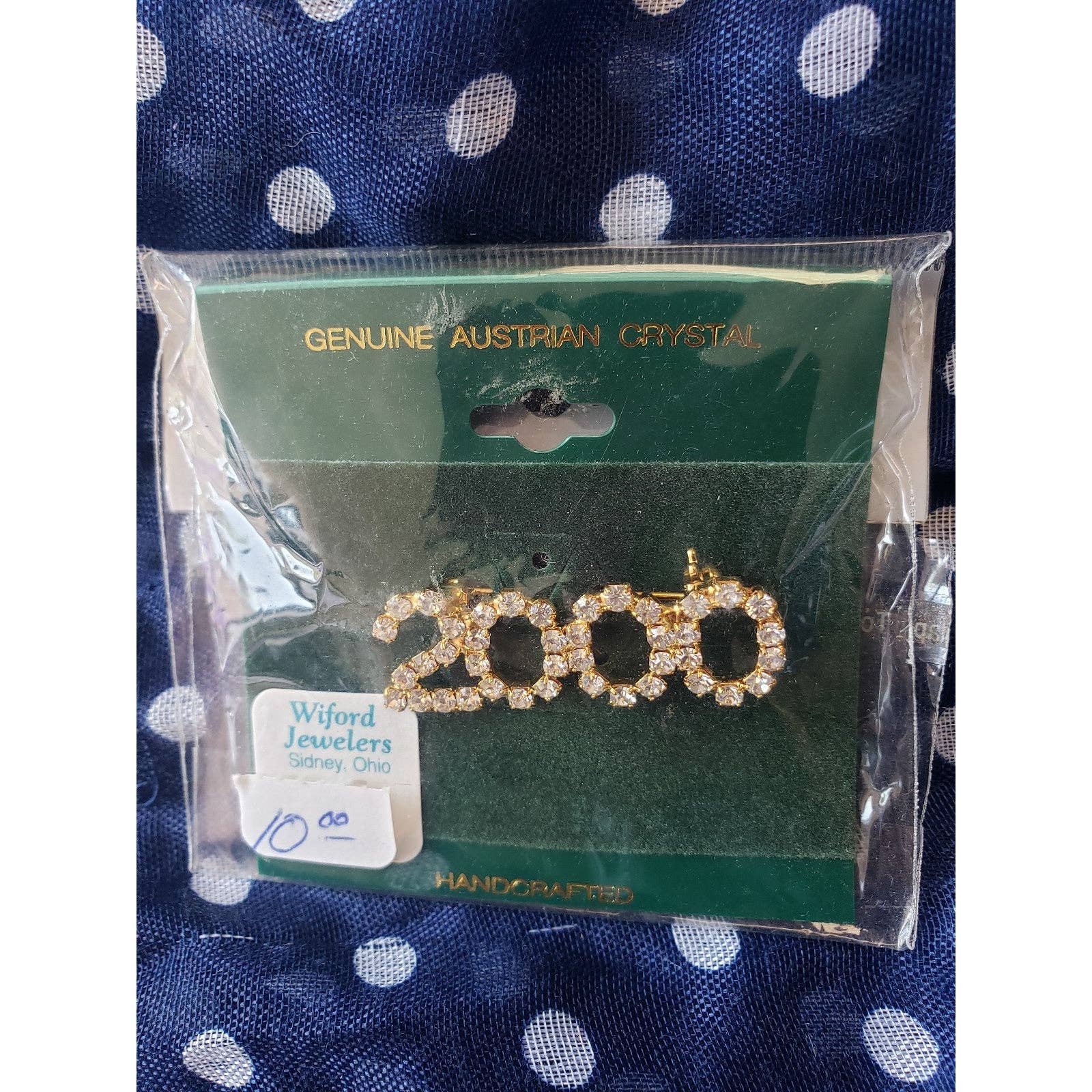 New Vintage GoldClear Crystal Pin Brooch 2000 Genuine Austrian Crystal